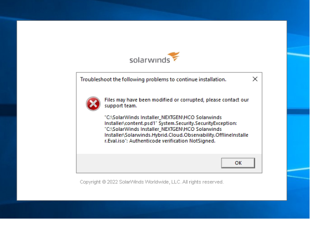 error in installation